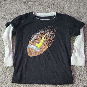 Boy's Nike Black and White Long Sleeve Tee with Football Graphic